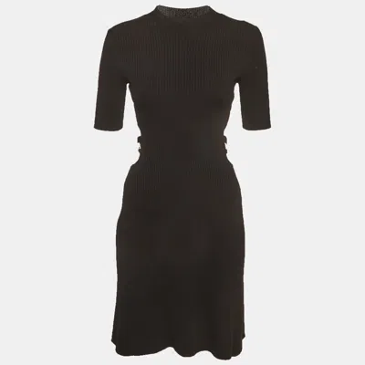 Pre-owned Maje Black Rib Knit Waist Cut-out Mini Dress S