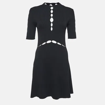 Maje Black Roselana Openwork Knit Short Dress