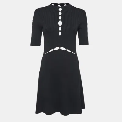 Pre-owned Maje Black Roselana Openwork Knit Short Dress L