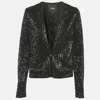 Maje Black Sequin Cropped Jacket In Black