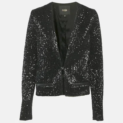Maje Black Sequin Cropped Jacket