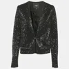 Maje Black Sequin Cropped Jacket In Black