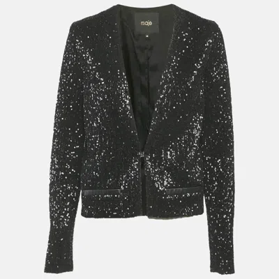 Pre-owned Maje Black Sequin Cropped Jacket S