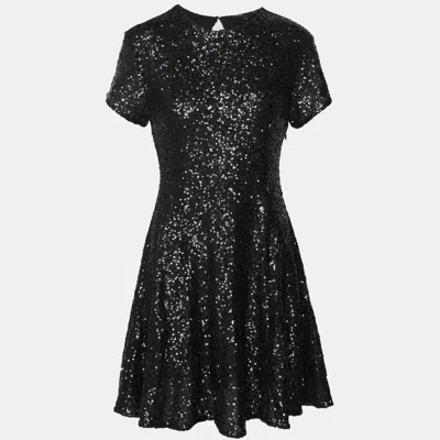 Pre-owned Maje Black Sequin Flared Mini Dress S