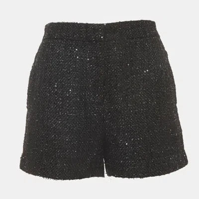 Maje Black Sequin Tweed Shorts