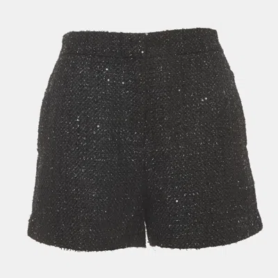 Pre-owned Maje Black Sequin Tweed Shorts M