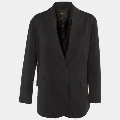 Maje Black Striped Crepe Single Breasted Blazer