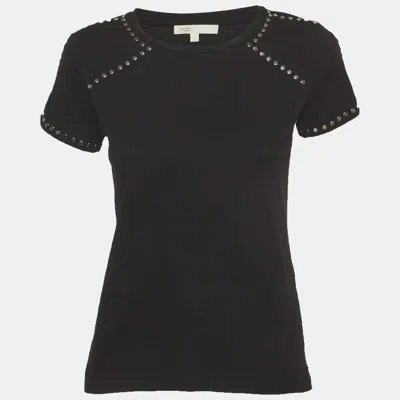 Pre-owned Maje Black Studded Cotton Knit Tity T-shirt S