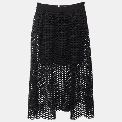 Pre-owned Maje Black Synthetic Knit Cut Out Midi Skirt S