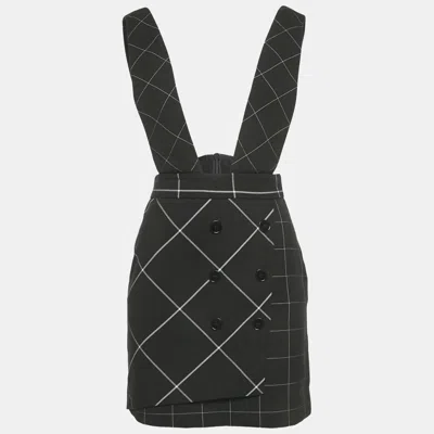 Maje Black Windowpane Gabardine Joly Pinafore Dress In Green