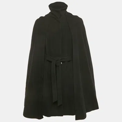 Pre-owned Maje Black Wool Blend Glass Glow Cape Coat S