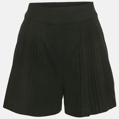 Pre-owned Maje Black Wool Blend Pleated Shorts S