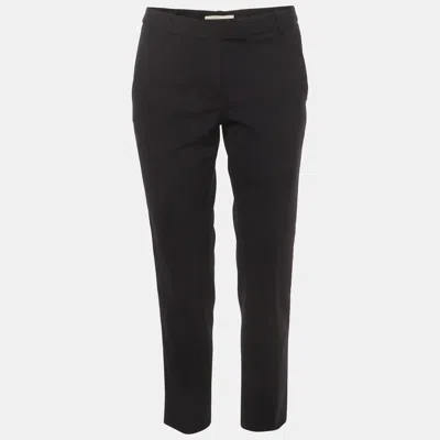 Pre-owned Maje Black Wool Blend Satin Stripe Tailored Erika Trousers S