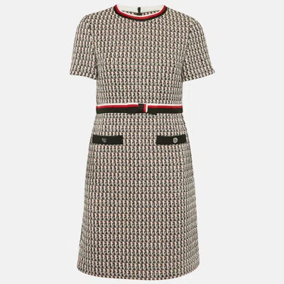 Pre-owned Maje Black/red Lurex Tweed Bow Belted Rivi Mini Dress M