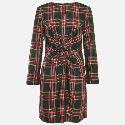 Pre-owned Maje Black/red Tartan Plaid Crepe Mini Dress L