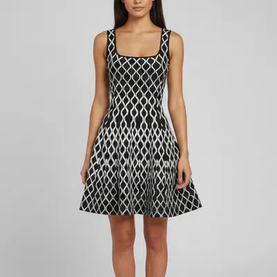 Pre-owned Maje Black/white Wave Jacquard Knit Russel Mini Dress S
