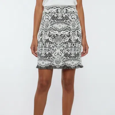 Pre-owned Maje Black/white Wool Blend Lace Detail Mini Skirt S