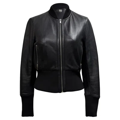 Maje Bloti Cropped Wide-hem Bomber Jacket In Black Leather