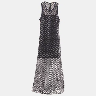 Pre-owned Maje Blue Beaded Crochet Maxi Dress S