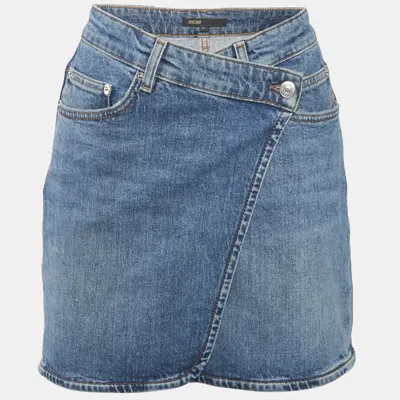 Pre-owned Maje Blue Denim Wrap Skirt S Waist 28"