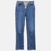 Maje Blue Lace-up Denim High Rise Jeans In Blue