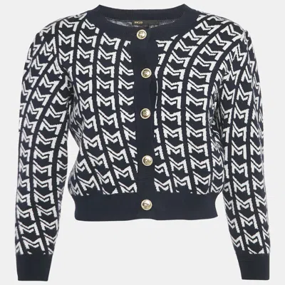 Pre-owned Maje Blue Monogram Jacquard Cardigan S