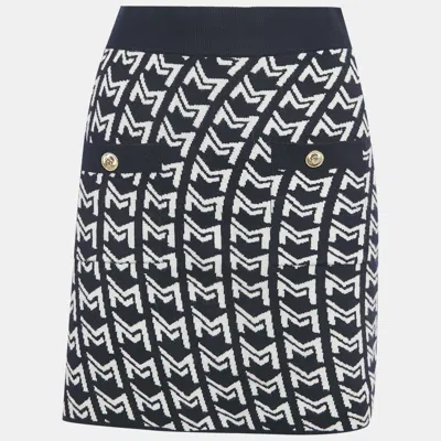 Pre-owned Maje Blue Monogram Jacquard Knit Mini Skirt M