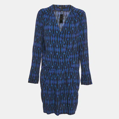 Pre-owned Maje Blue Printed Crepe Mini Dress L