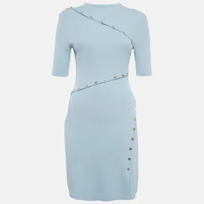 Maje Blue Rib Knit Shorts Dress