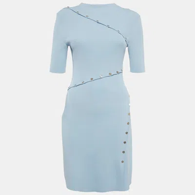 Maje Blue Rib Knit Shorts Dress