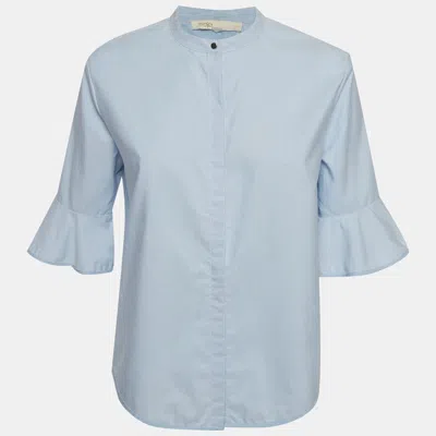 Maje Blue Striped Cotton Button Front Shirt