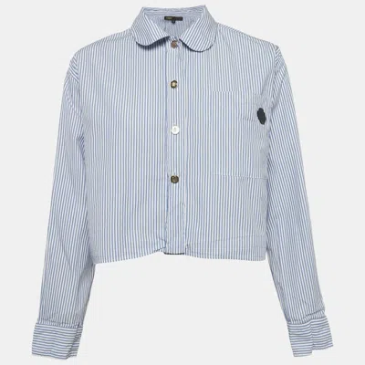 Pre-owned Maje Blue Striped Cotton Cimia Cropped Shirt S