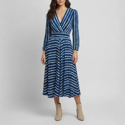 Pre-owned Maje Blue Tie-dye Print Lawn Asymmetrical Rayemitie Midi Dress Xs