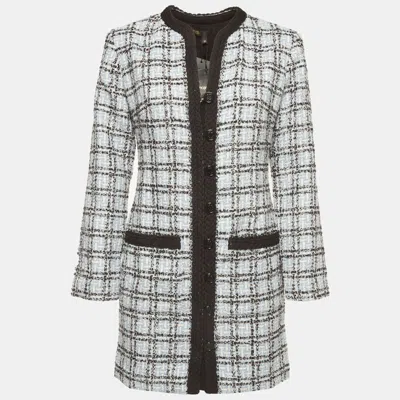Pre-owned Maje Blue Tweed Long Sleeve Mini Dress M