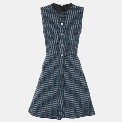 Pre-owned Maje Blue Tweed Sleeveless Mini Dress S
