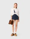 Maje Boat Print T-shirt In White