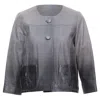 Maje Bokio Ombre Lambskin Leather Flare Jacket In Grey