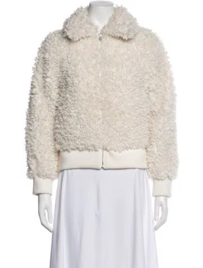 Pre-owned Maje Bomber Jacket In White