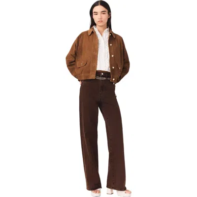 Maje Bootcut Jeans With Chain In Brown