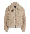 Maje Bouclé Bomber Jacket In Brown