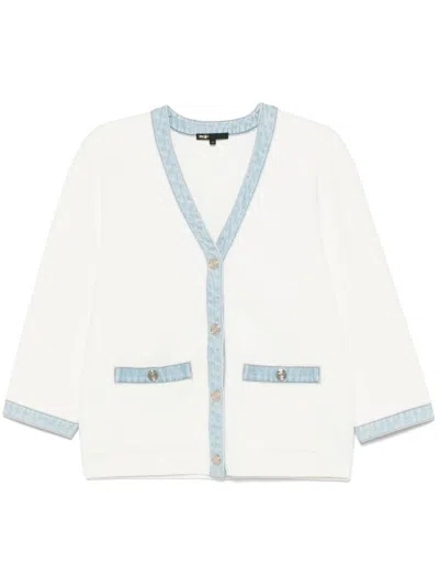 Maje Bouclé Cardigan In White