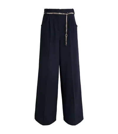 Maje Bouclé Chain Trousers In Blue