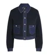 Maje Denim-trim Shearling Jacket In Black
