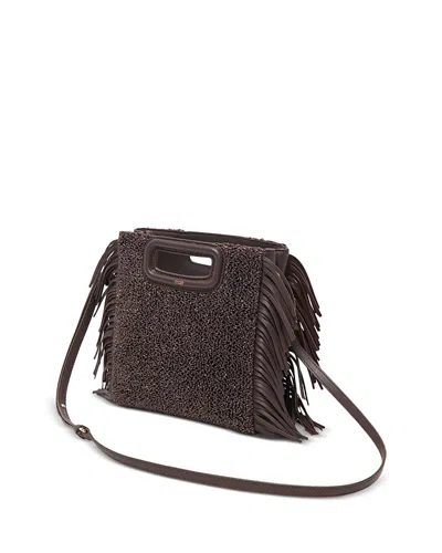 Maje Boucle Effect Fringed Shoulder Bag In Brown