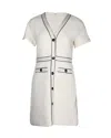 Maje Bouclé-tweed Mini Dress In Cream Cotton In White