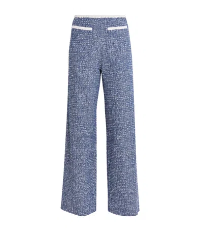 Maje Bouclé Tweed Trousers In Blue