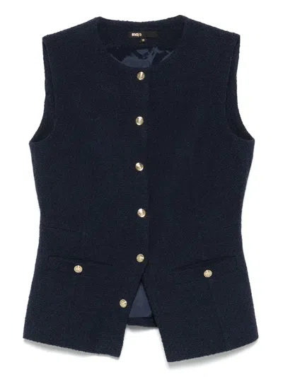 Maje Bouclé Vest In Blue