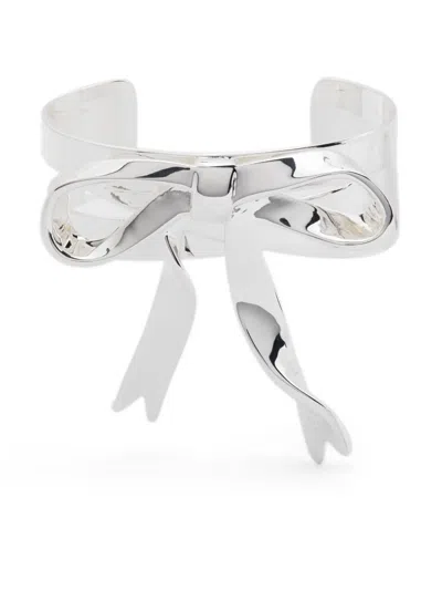 Maje Bow-detail Bangle In Silver