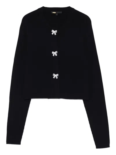 Maje Bow-detail Cardigan In Black