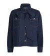 Maje Bow-detail Denim Jacket In Blue